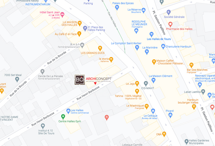 localisation de BO Archi Concept valorise votre patrimoine à Tours sur google maps